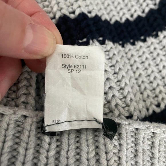 J. CREW GRAY NAVY STRIPED RIPPLE STITCH BOATNECK KNIT SWEATER SMALL - Picture 9 of 9